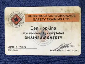 Chainsaw Safety (record of training)