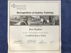 Confined Space Entry (record of training)