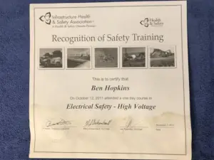 Electrical Safety - High Voltage (record of training)